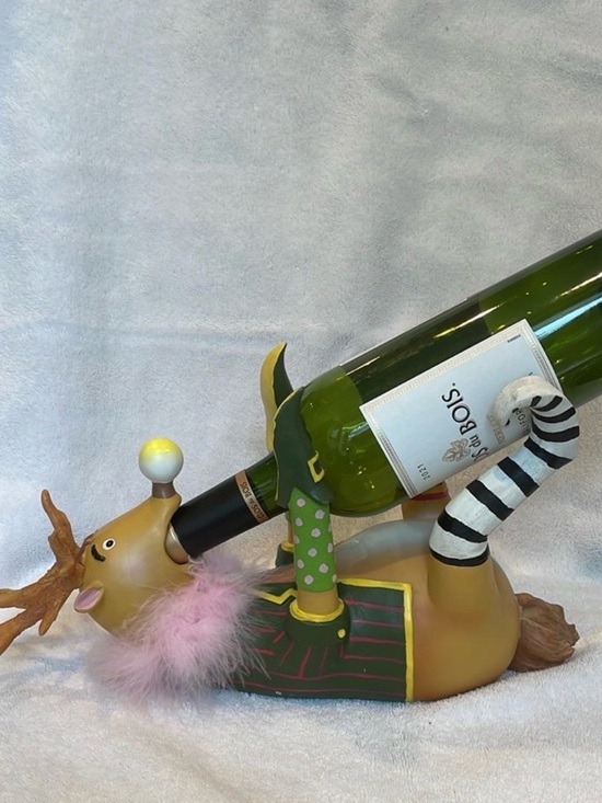 Other - Whimsical Reindeer Wine Bottle Holder in Green